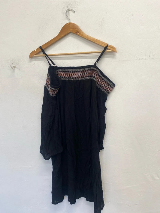 Stunning s.oliver ethnic black gypsy tunic dress Bardot UK 12 LW005