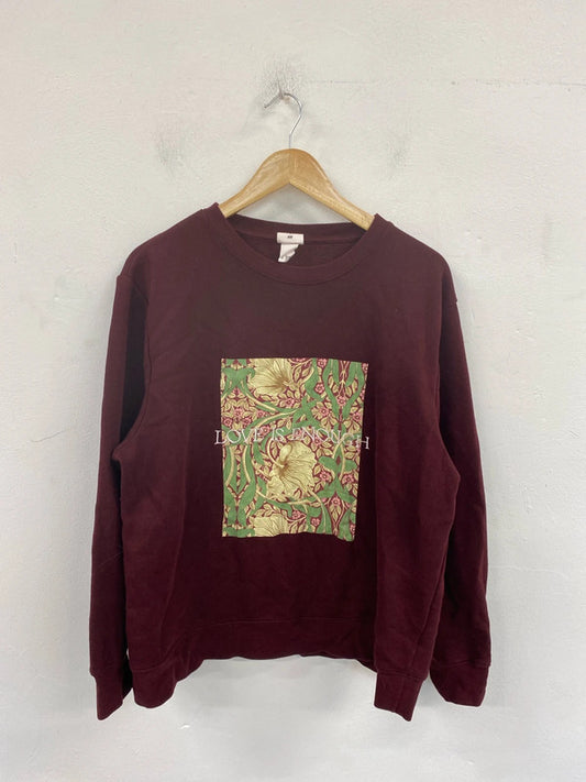 H&M X Morris & Co Elegant Burgundy Artsy Sweatshirt Size XL RG021