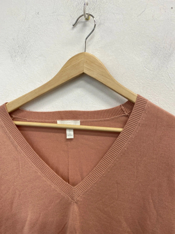 Lovely H&M peach v neck jumper UK L KM003