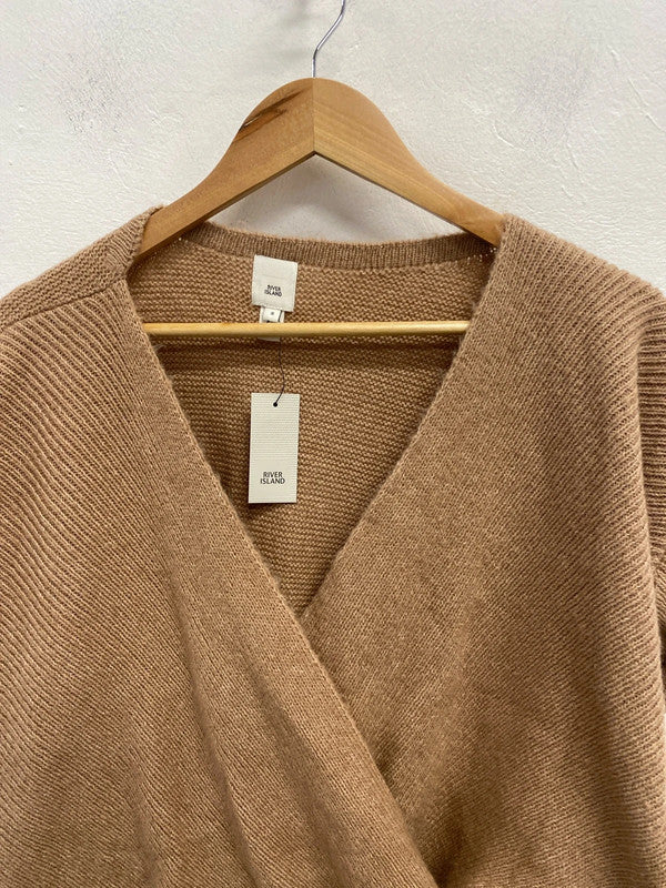 Lovely river island rose knit v neck wrap knit jumper UK 8 KM004