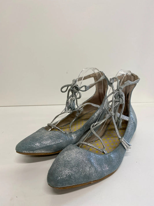 Fabulous Boden silver turquoise Ballet flats leather pearlescent Uk5 MH002