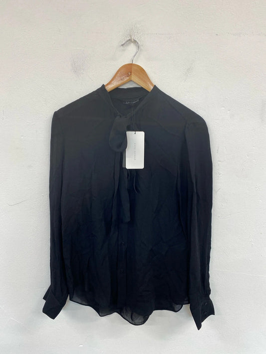 Zara Chic Black Sheer Blouse Size L NN001