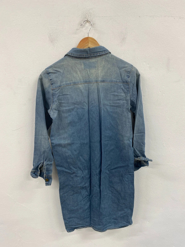 Hush Stylish Denim Midi Shirt Dress UK 8 SN002