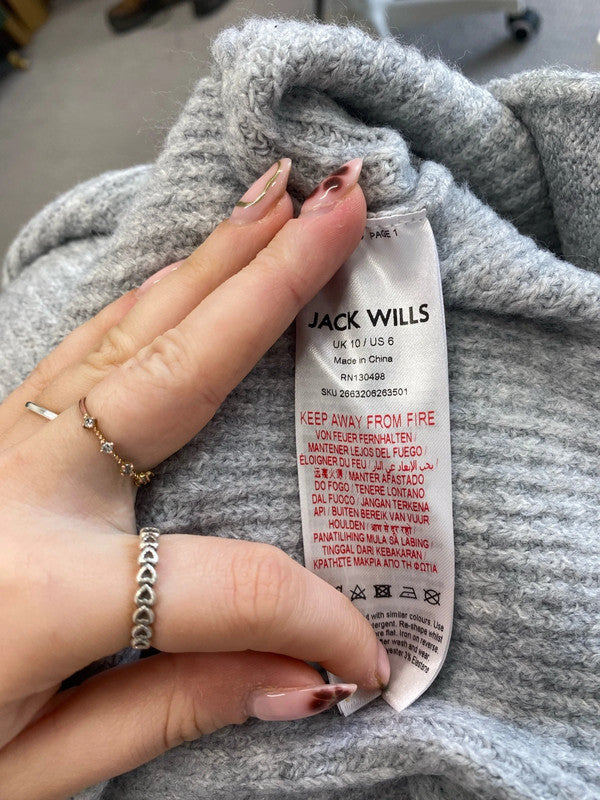 Lovely Jack wills grey longline thick knit cardigan UK 10 MB001