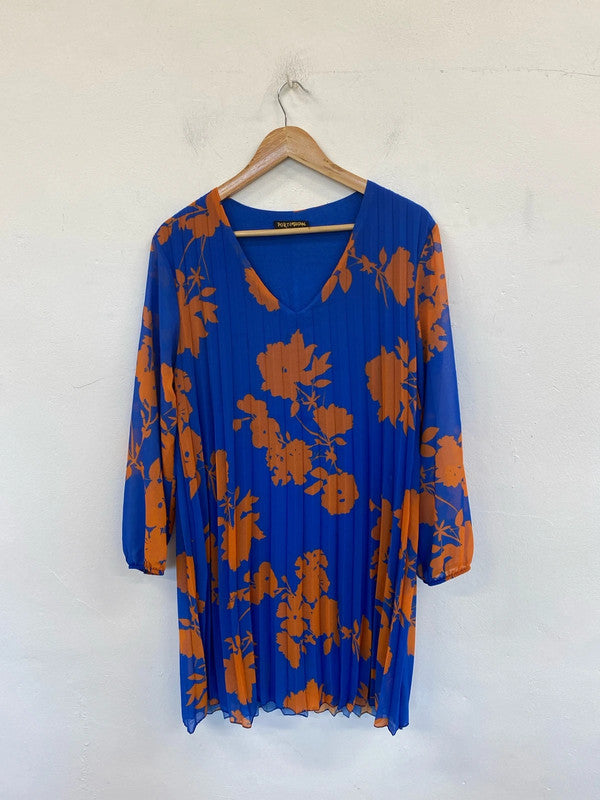 Port Original Fabulous Blue & Orange Floral Midi Dress UK 14 GW001