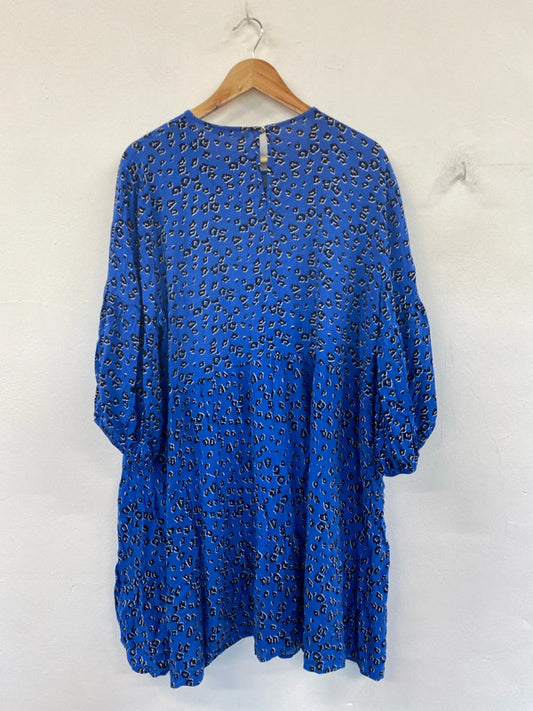 George Fabulous Blue Animal Print Smock Midi Dress UK 24 IM001