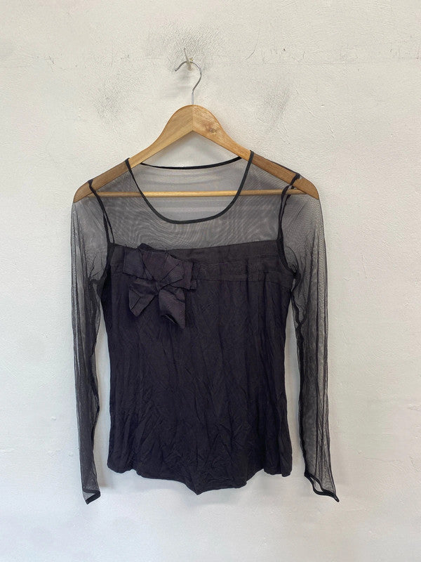 Lovely next grey long sleeve mesh top UK 12 MM005
