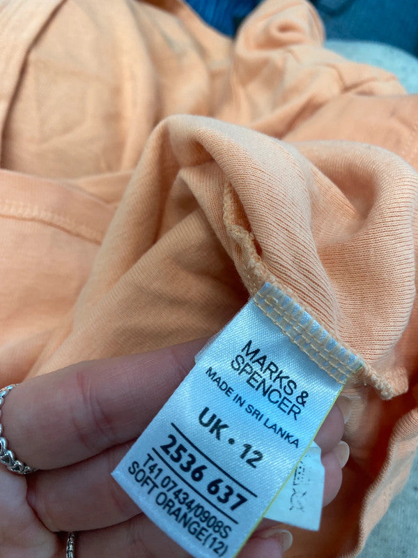 Lovely M&S peach ribbed t shirt UK 12 LW005
