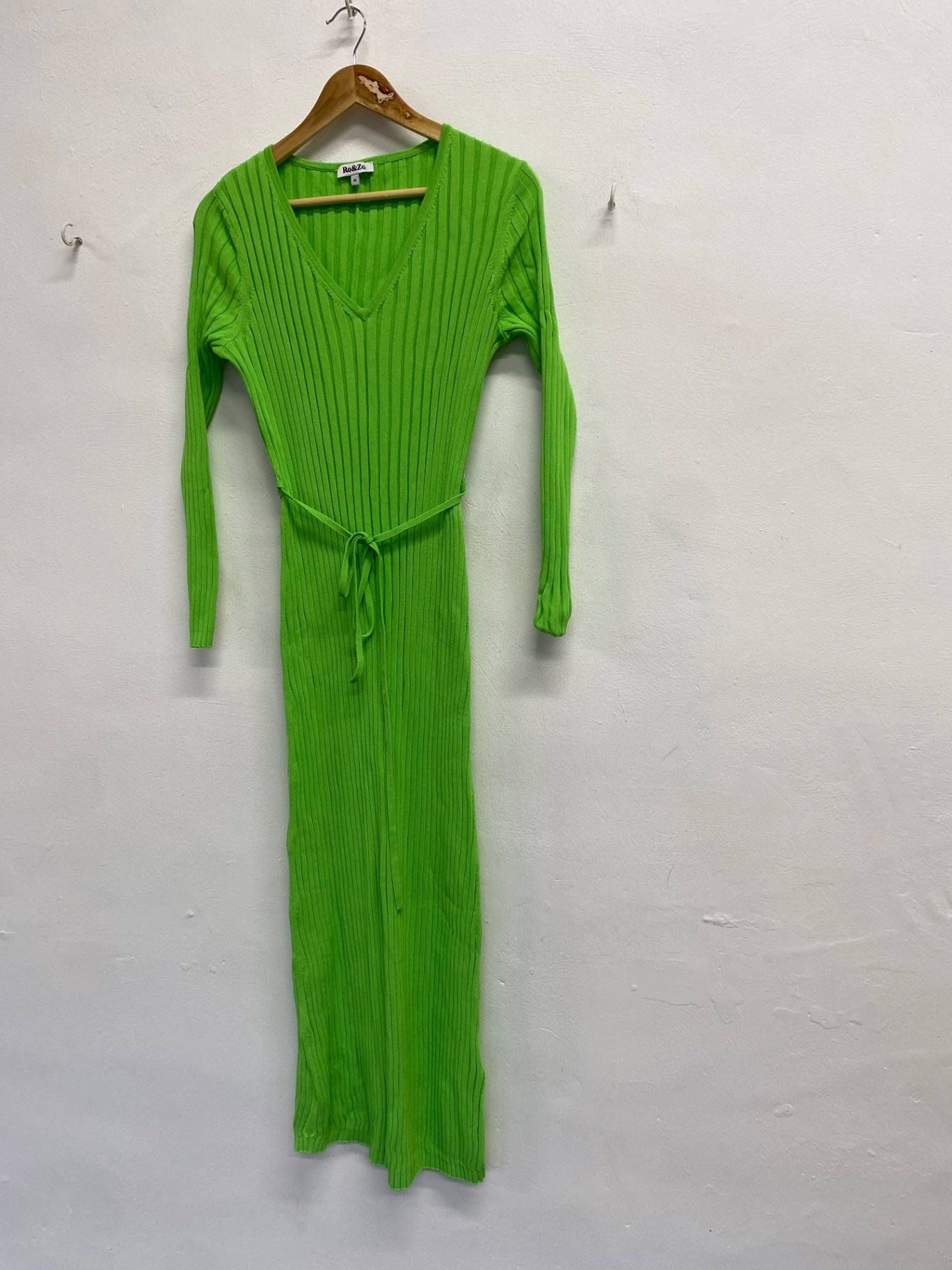 Fabulous Ro&Zo Midi Dress UK 14 Green ribbed KC528