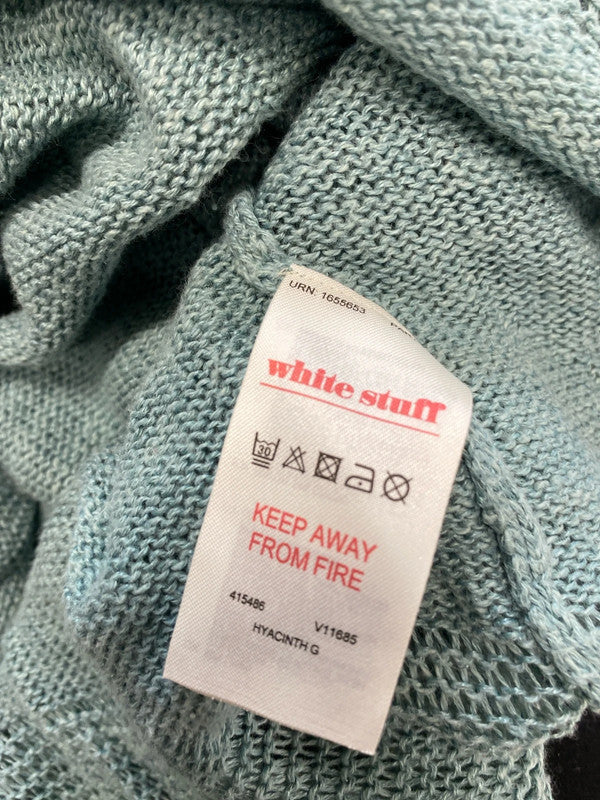 Gorgeous white stuff knit blue jumper longline UK 14 MM005