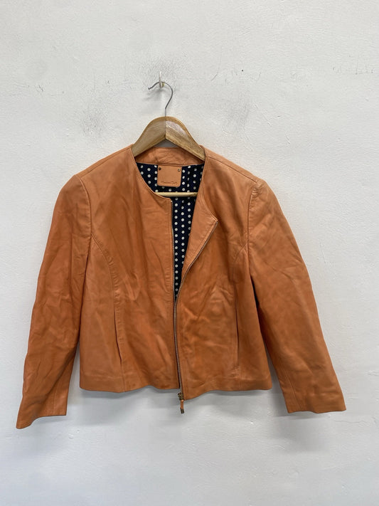 Lovely Massimo Dutti Coral Leather Jacket UK L MS002