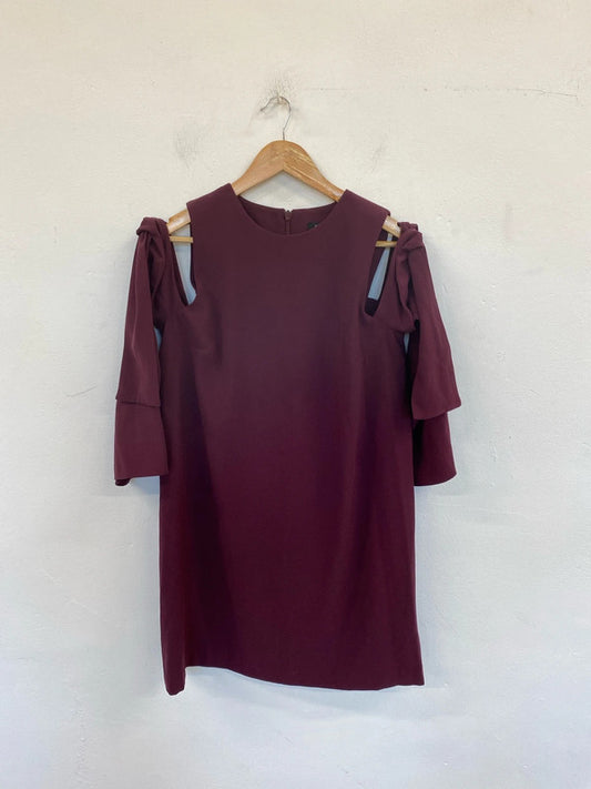 River Island Chic Burgundy Cold Shoulder Tunic Dress UK 14 GW001