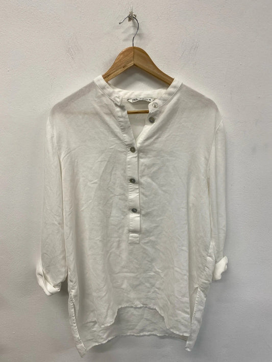 Zara Chic White Loose Fit Tunic Top Size L CM007