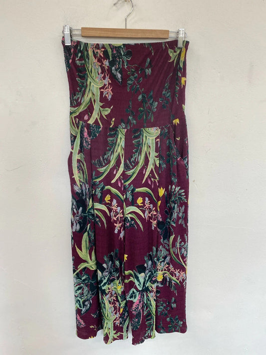 Next Fabulous Burgundy Botanical Beach Jumpsuit UK 12 MB001