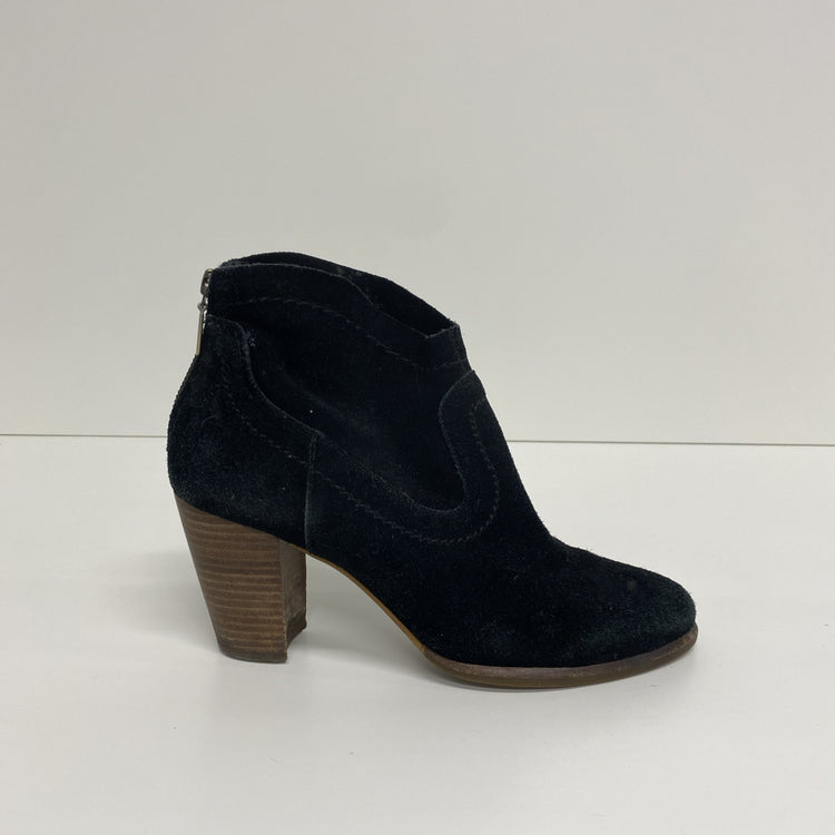 UGG Charlotte Black Suede Block Heel Ankle Boots Size UK 7.5 KD001
