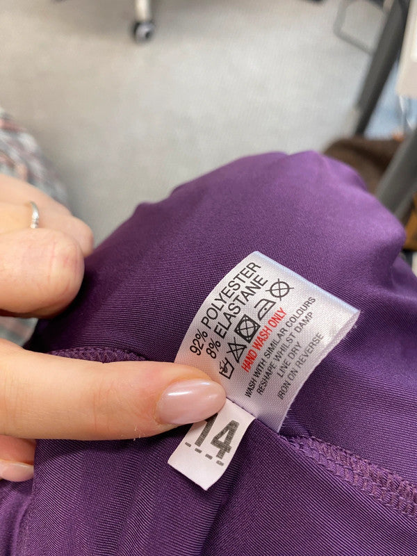 Stunning gossip purple maxi front jewel pattern Halterneck dress UK 14 JB005