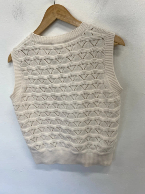 Fabulous crochet cream sleeveless Tank knit UkM 12/14 CM007