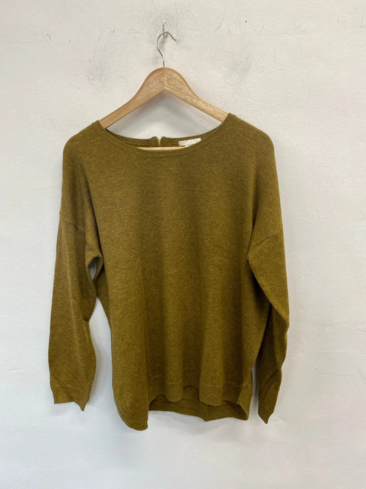 Lovely H&M Green khaki zip back jumper UK L KM003