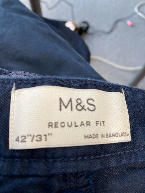 M&S Navy chinos Uk42 W 31L / 29L Trio #92 JS004