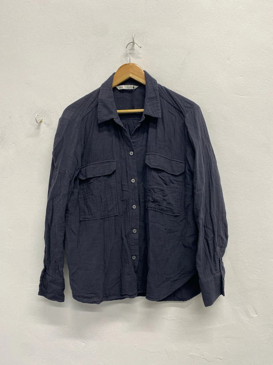 Lovely Zara navy cotton shirt UK L KS002