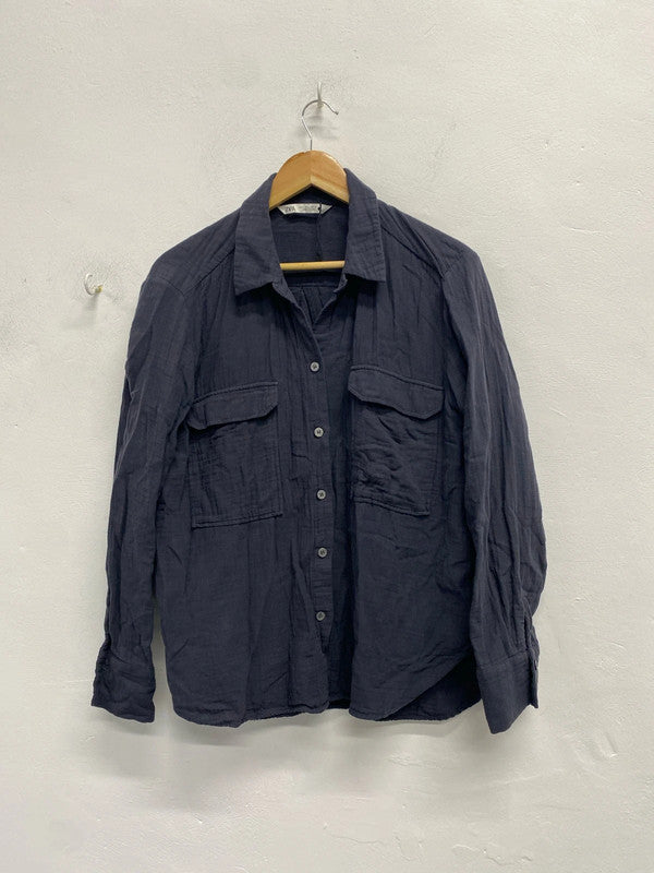 Lovely Zara navy cotton shirt UK L KS002