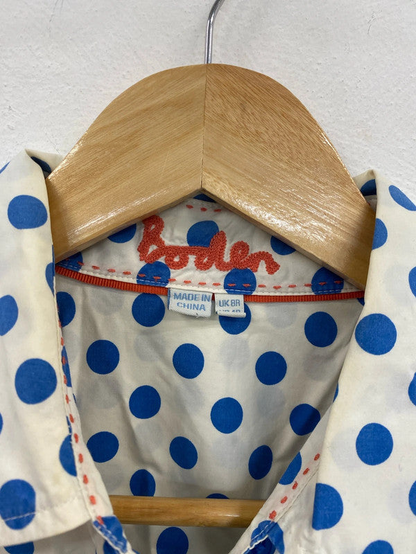 Boden Stylish Ivory & Blue Polkadot Cotton Shirt UK 8 MM005