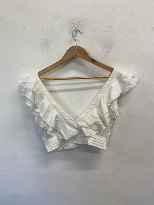 Lovely pretty lavish frill low bust crop top UK 10 CJ001