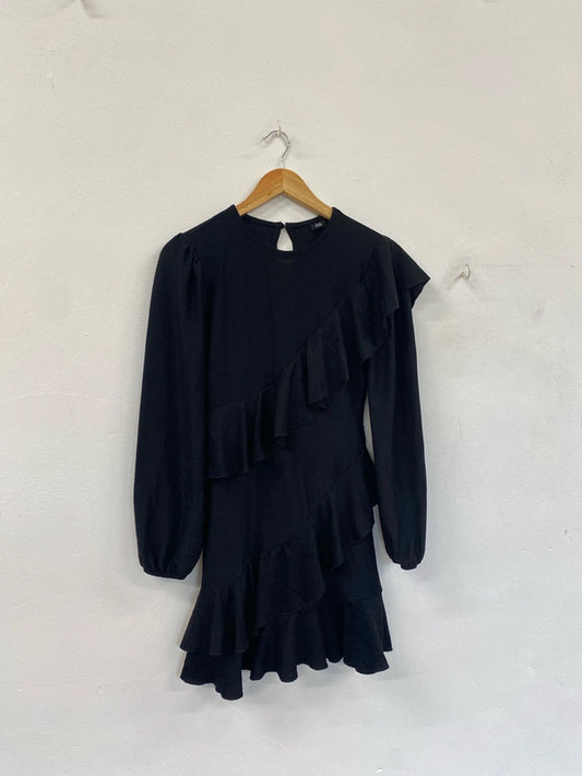 Stunning river island a symmetric ruffle mini dress uk 8 KM004