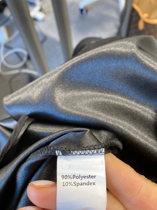 Fabulous loose fit one sided Cazinc the label black Midaxi dress Uk12 SS002