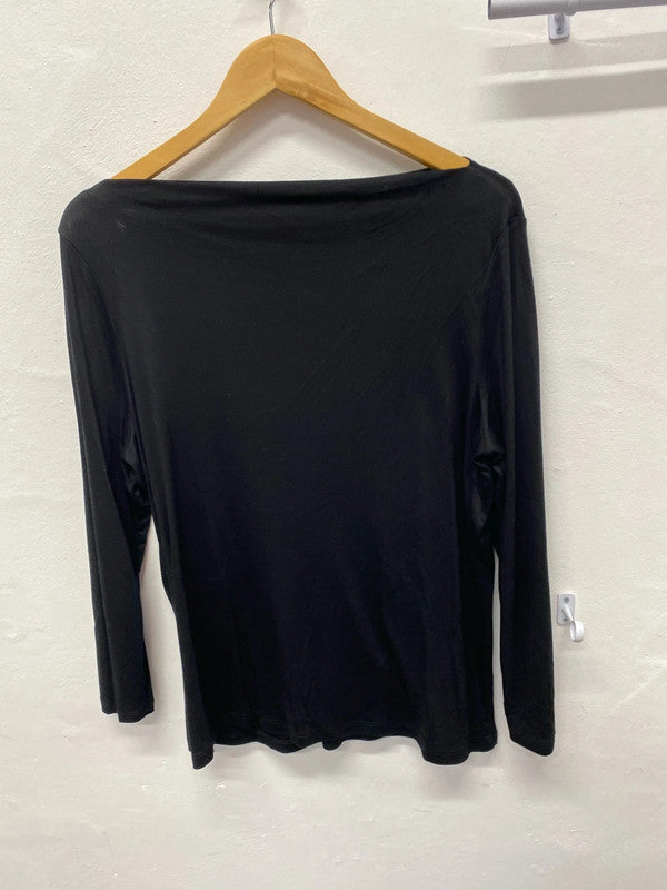 Fabulous Super Black slash neck top by Reiss UkL GJ001