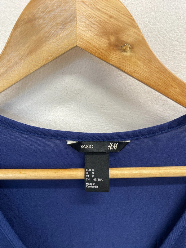 Gorgeous h&m navy v neck tie waist dress UK S JM004