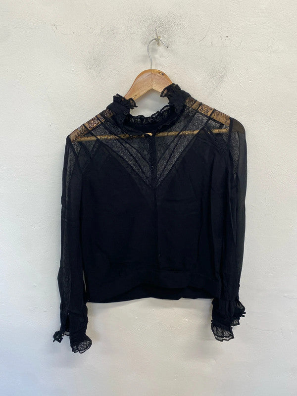 Gorgeous black lace neck blouse Karen Millen UK 8 AE001