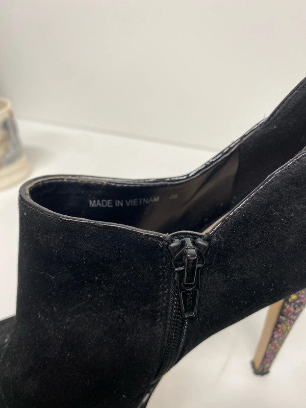 Fabulous Miss KG black suede and glitter platform heels UK5 MA003