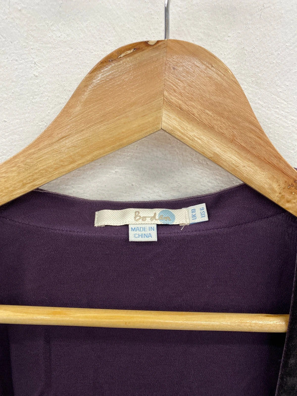Boden Fabulous Purple Velvet Accent Cardigan UK 10 MM005