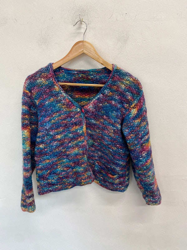 Lovely vintage multi colour knit cardigan reversible Y2K MM005