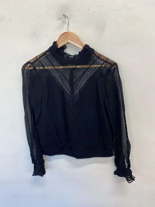 Gorgeous black lace neck blouse Karen Millen UK 8 AE001