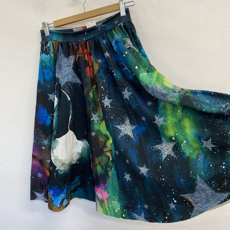 Black Milk X Lora Zombie Space Art  Skirt Medium Paint Watercolor Rare Ltd JR001