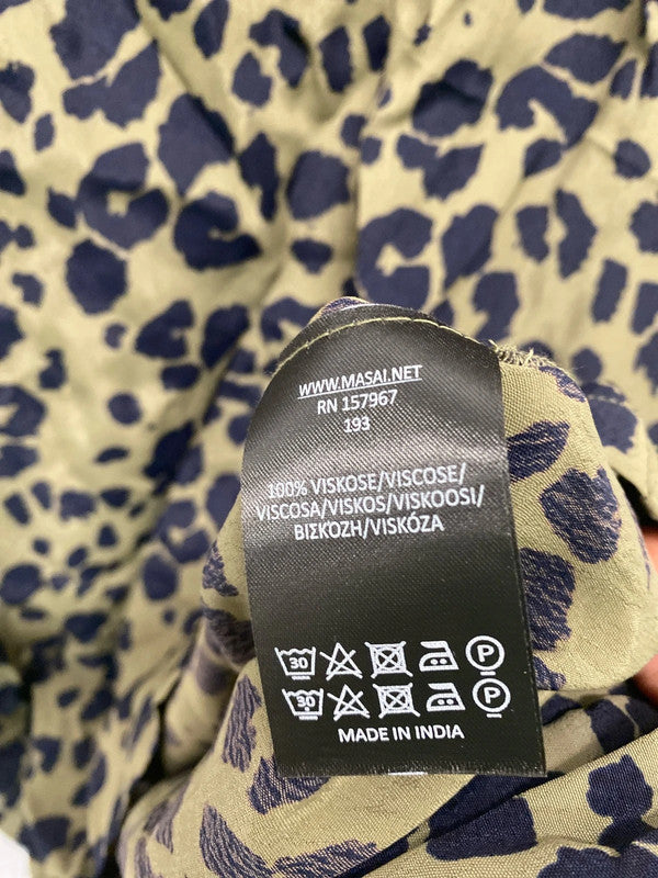 Fabulous Masai animal print khaki tunic & scarf Uk XS oversized LD001