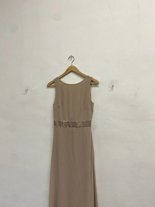 Stunning tfnc beige maxi dress prom UK 8 AG006