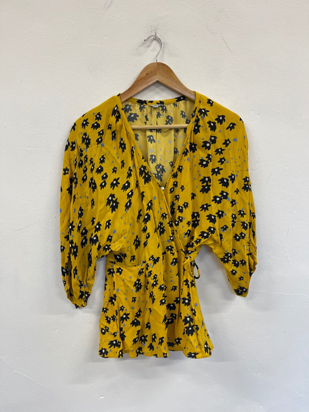 Fabulous Jigsaw oriental wrap Blouse Uk10 Yellow KC528