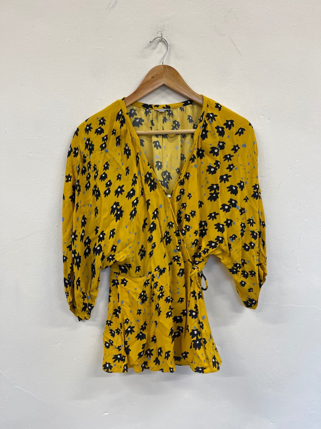 Fabulous Jigsaw oriental wrap Blouse Uk10 Yellow KC528