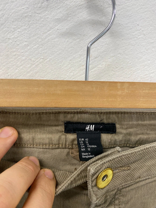 Classic brown tan H&M cords skinny slim trousers 16 KM003