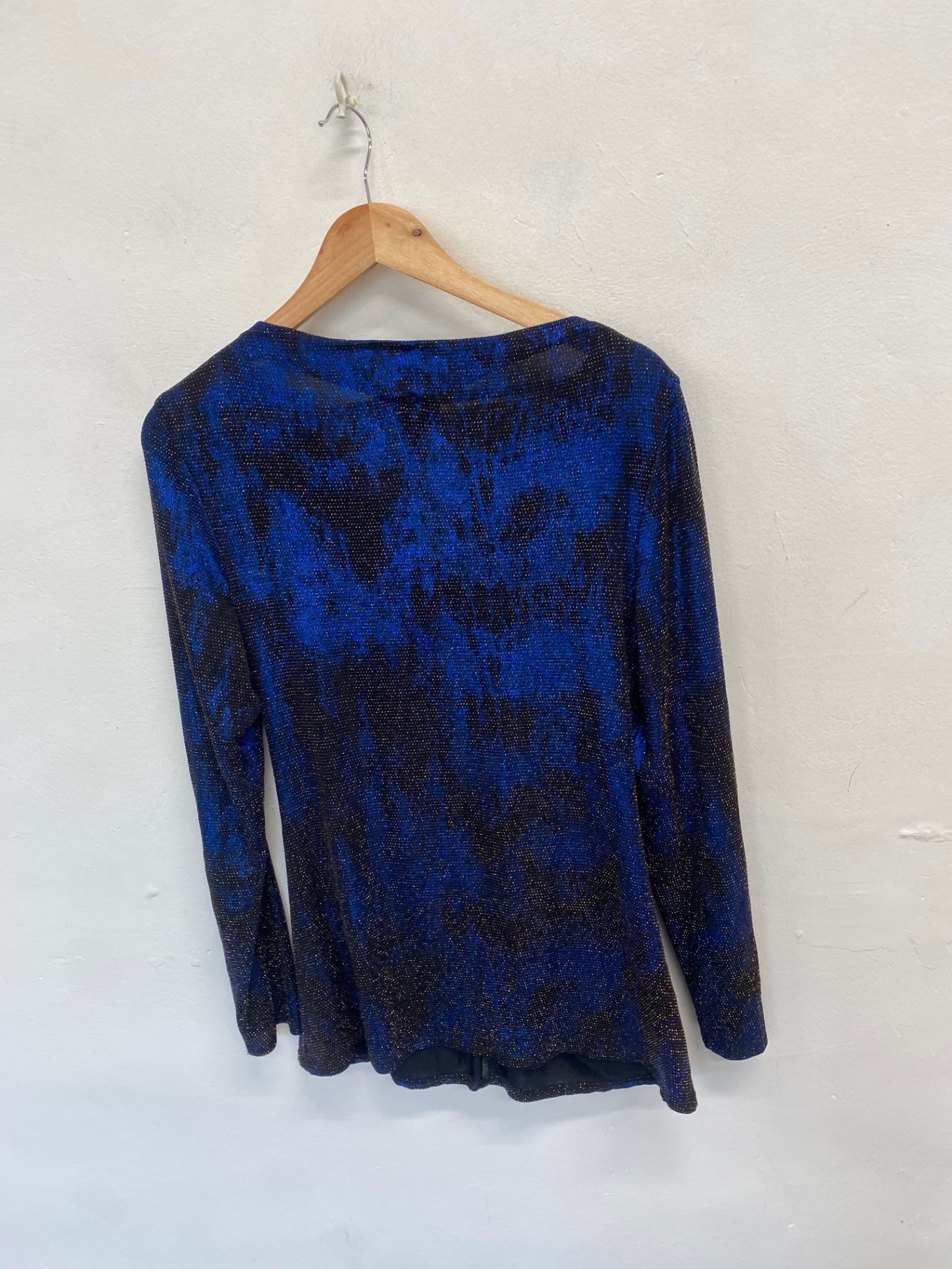 Stunning Joseph Ribkoff Blouse UK 16 Blue metallic sparkle ruched SO560