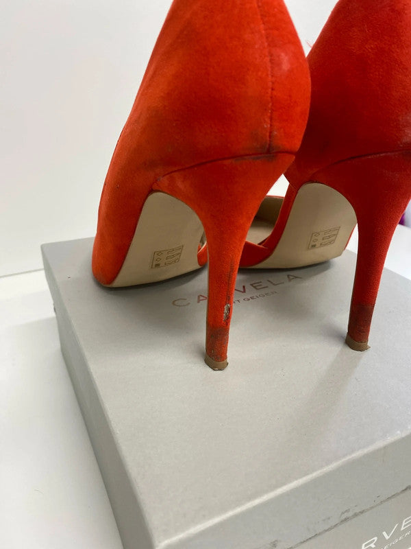 Fabulous Carvela Kurt Geiger rich coral orange high stilletos UK6 NN001