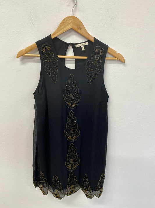 River Island Stunning Black Beaded Mini Dress UK 8 KM004