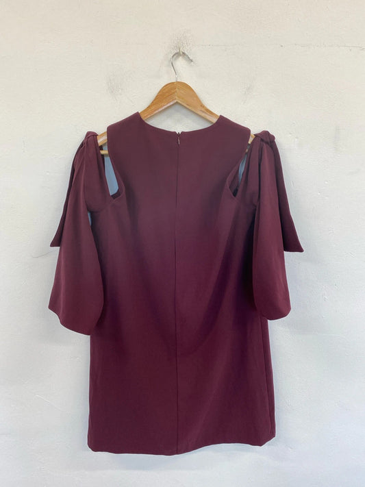 River Island Chic Burgundy Cold Shoulder Tunic Dress UK 14 GW001