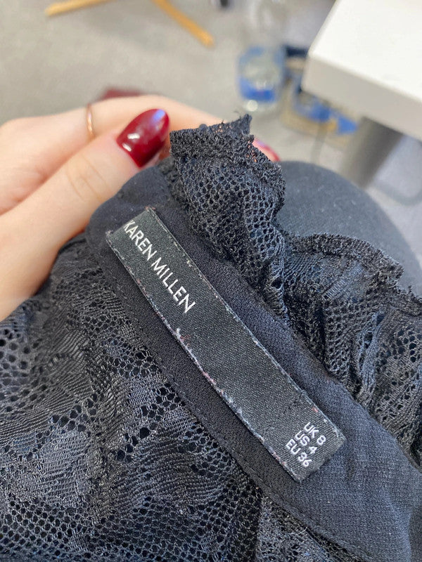 Gorgeous black lace neck blouse Karen Millen UK 8 AE001
