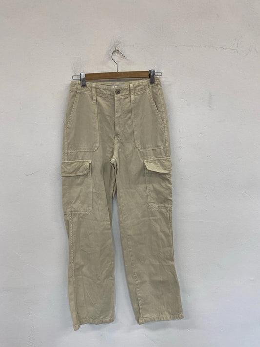 Zara Chic Cream Wide Leg Cargo Jeans UK 6 SD002