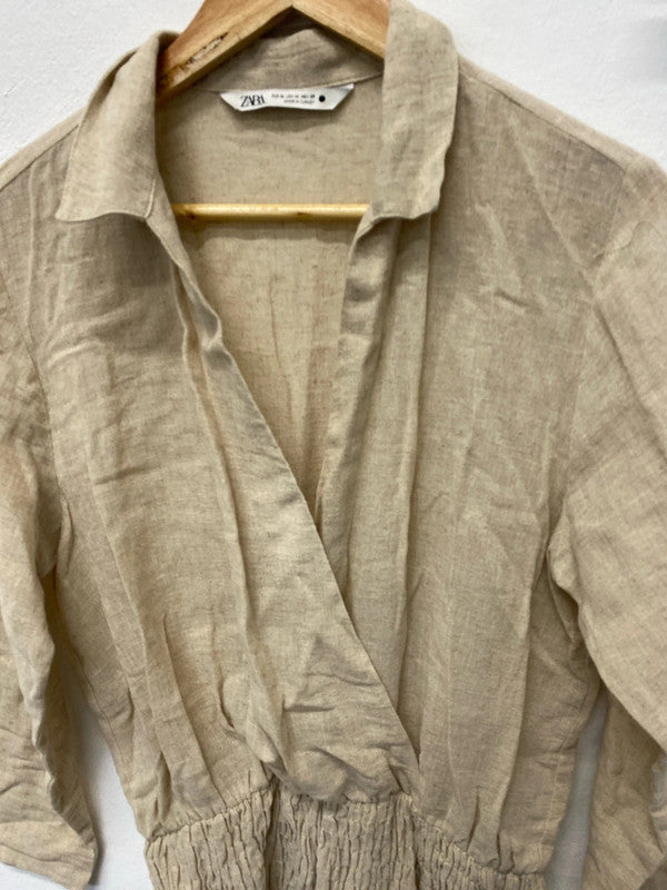 Fabulous hessian cotton linen boho dress UkM JB001