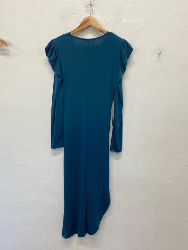 Jenerique Stunning Sea Green Asymmetric Midi Dress UK 10 CD001